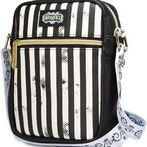 Beetlejuice Bag Wallet, Crossbody,Beetlejuice Stripes, Chibi, Vegan Leather NWT